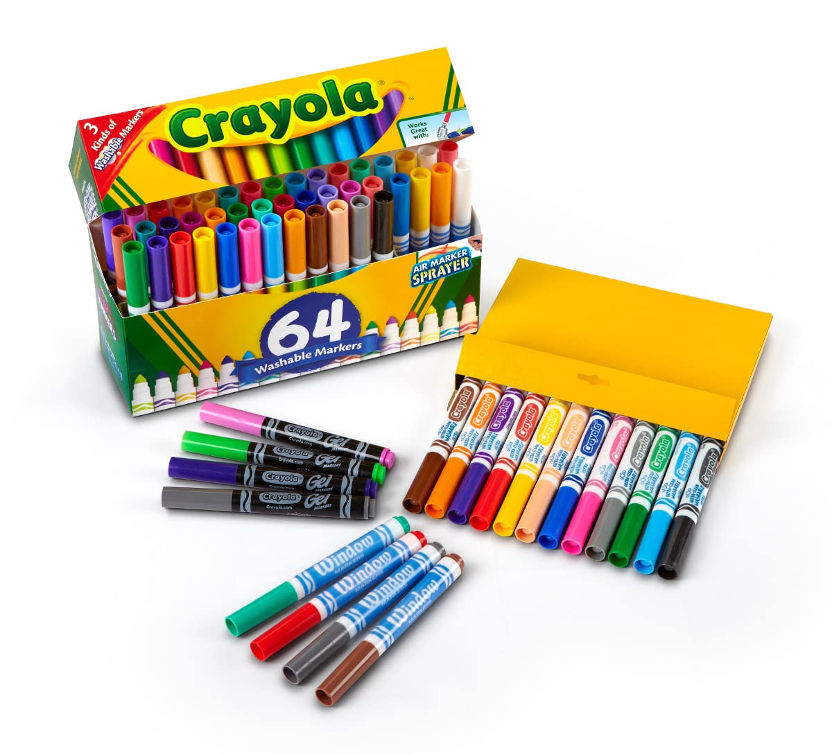 Crayola 64ct Washable Marker, Gel, Window Board Markers Set