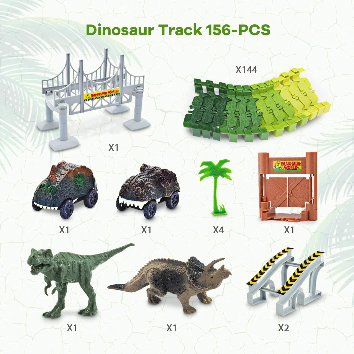  Dinosaur Toys,Create A Dinosaur World Road Race,Flexible Track  Playset and 2 pcs Cool Dinosaur car for 3 4 5 6 Year & Up Old boy Girls  Best Gift : Toys & Games