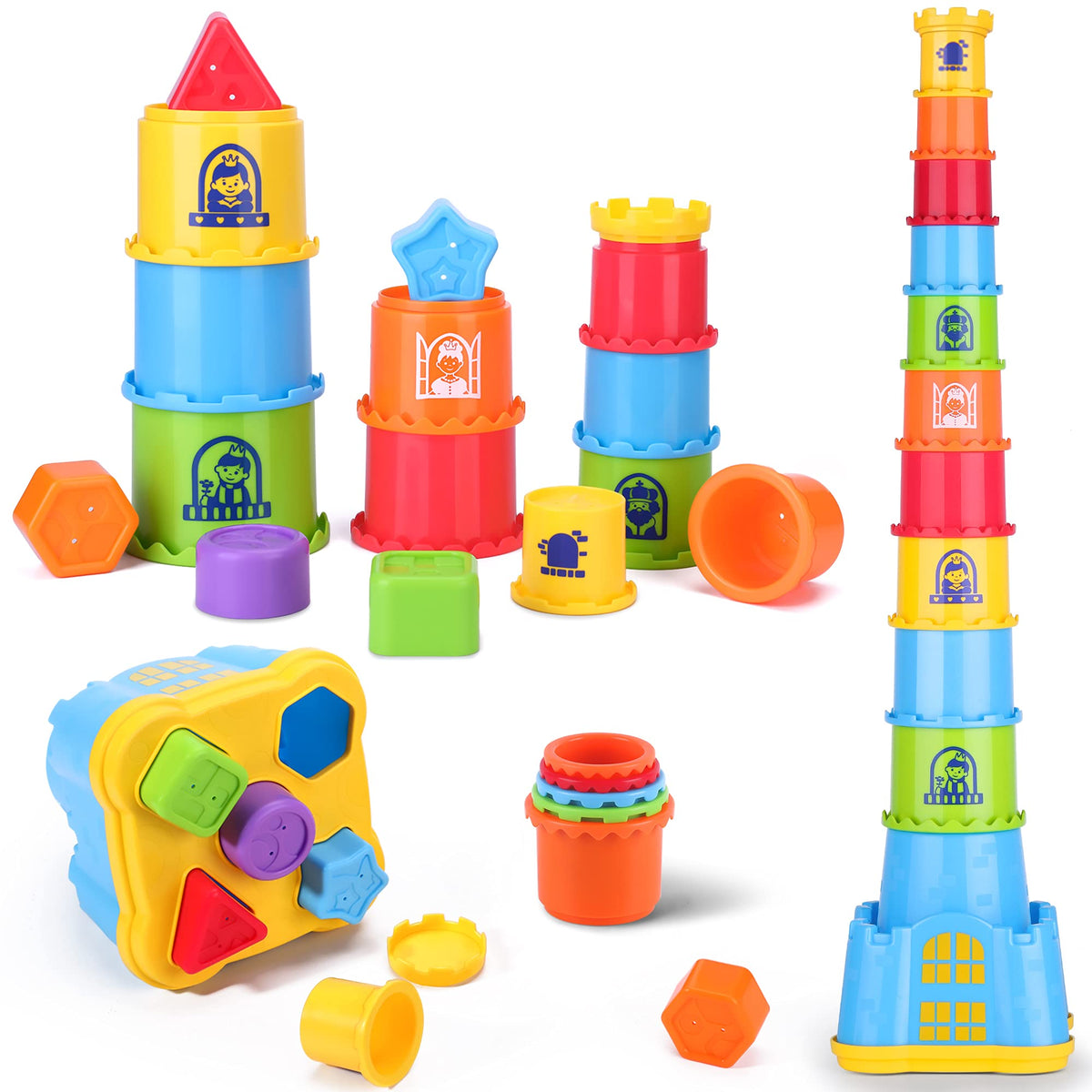 Nesting Cups Shape Sorter Baby Stacking Castle Toys for Toddlers 1-3, for  Infant