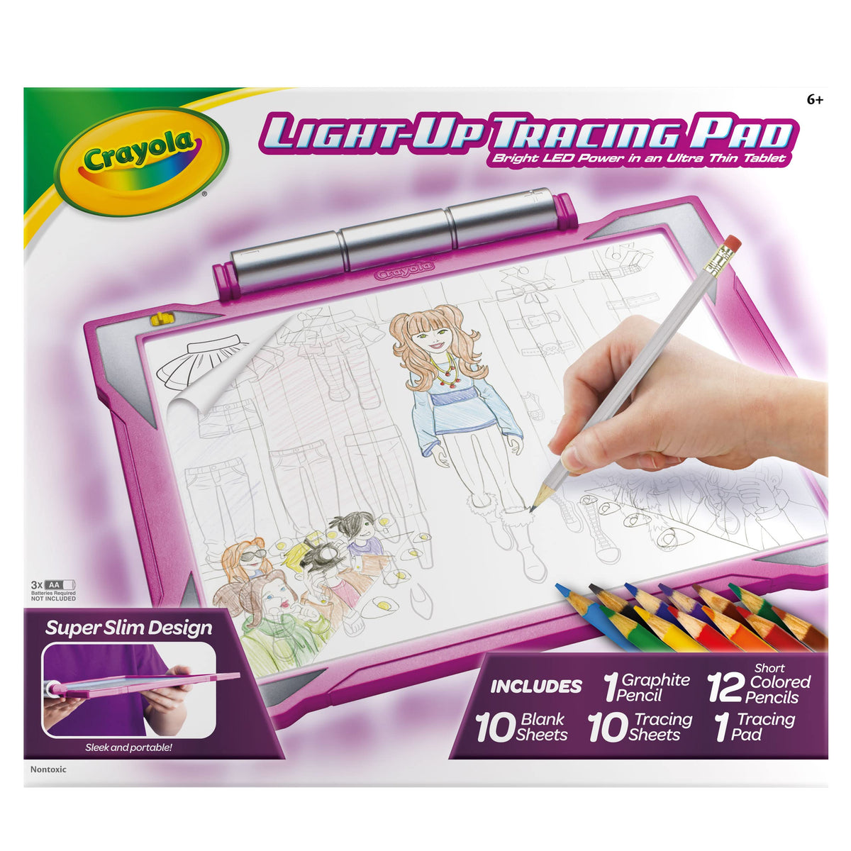 Crayola Light-Up Tracing Pad Pink Ages 6, 7, 8, 9,10, Assorted