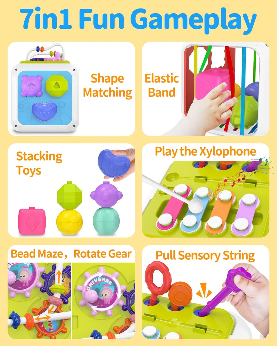 idoot 7 in 1 Multi Kids Activity Table Set with 2 Chairs and 100 Pcs Large Size Blocks Compatible with Classic Blocks.Water Table,Sand Table and Block B\u0026K 7-in-1 Multi Kids Activity Table Set With 2 Chairs and 180 Pcs