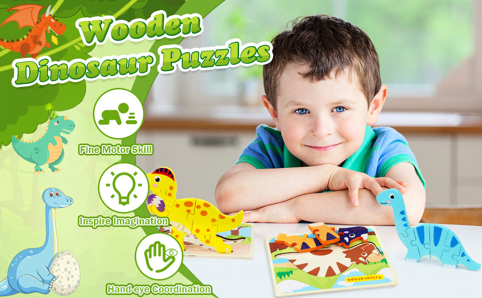 Wooden Dinosaur Jigsaw Puzzles – Smart Kids Planet