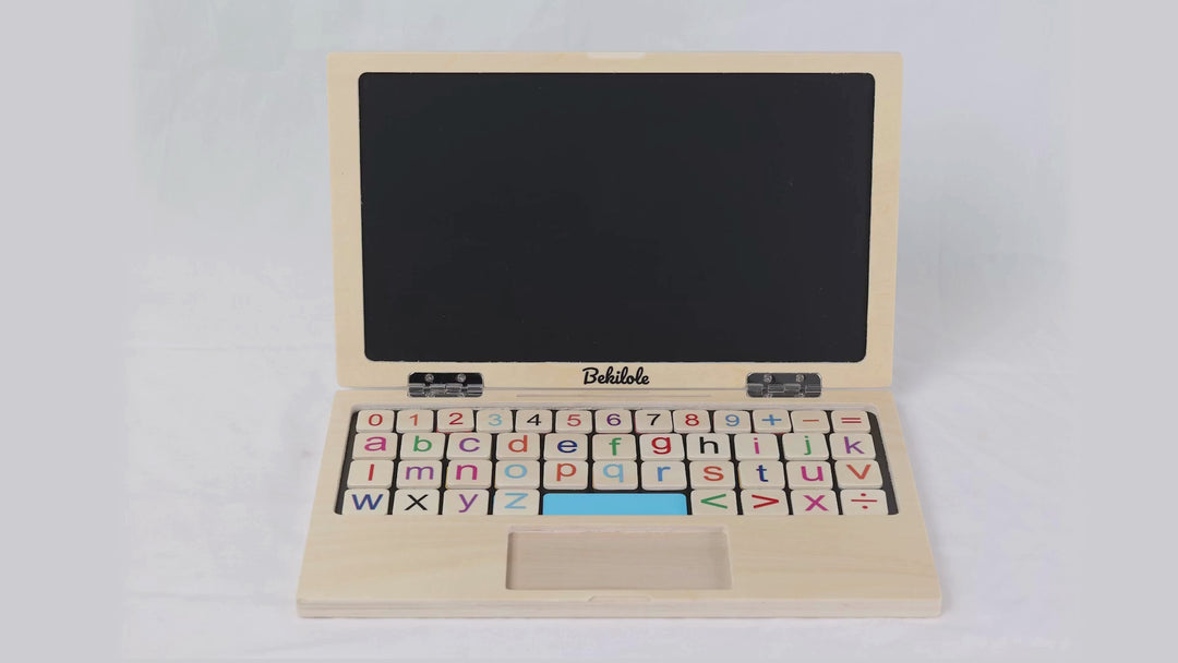 Todller First Wooden Laptop - Montessori Play & Learn Set – Smart