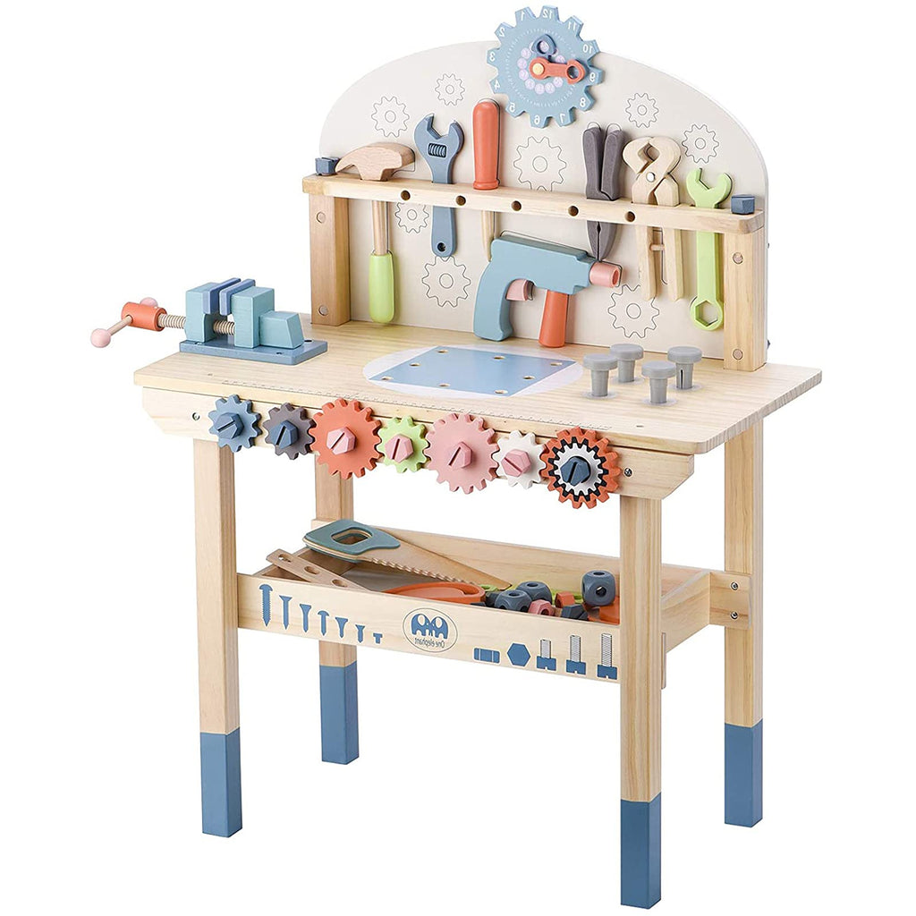 Wooden Toddler Workbench Tool Set | Sturdy Construction Station with Hammer & Screwdriver for Kids Age 3+ STEM Learning