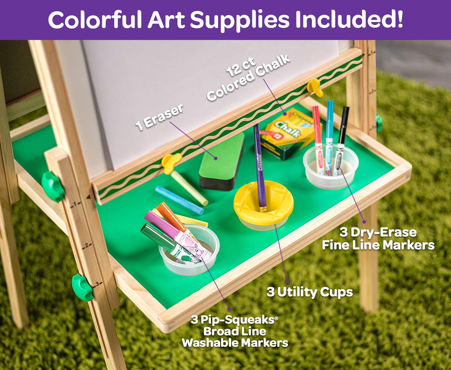 Crayola Kids Dual Sided Wooden Art Easel with Chalkboard and Dry Erase  Supplies, 1 Piece - Harris Teeter