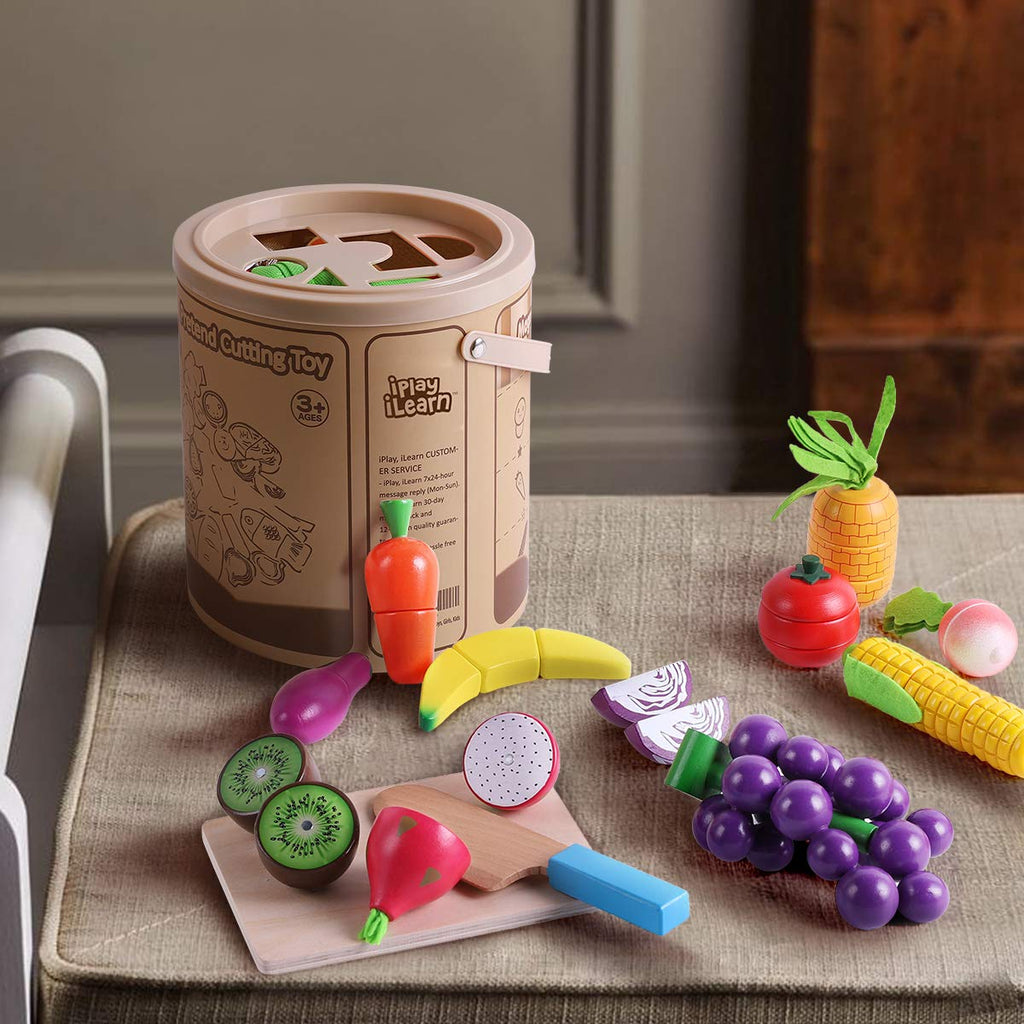 ImagiPLAY 40304 Fruit Cutting Set - Wooden Toy, 1 - Kroger