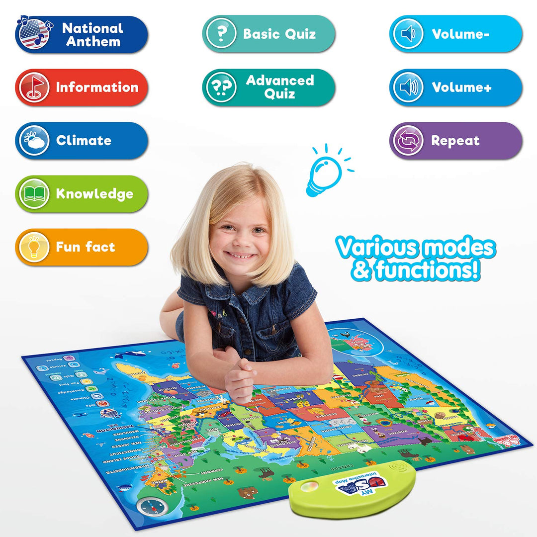 Talking Map World Map For Classroom USA Interactive Talking Map For Kids - Over 700 ...