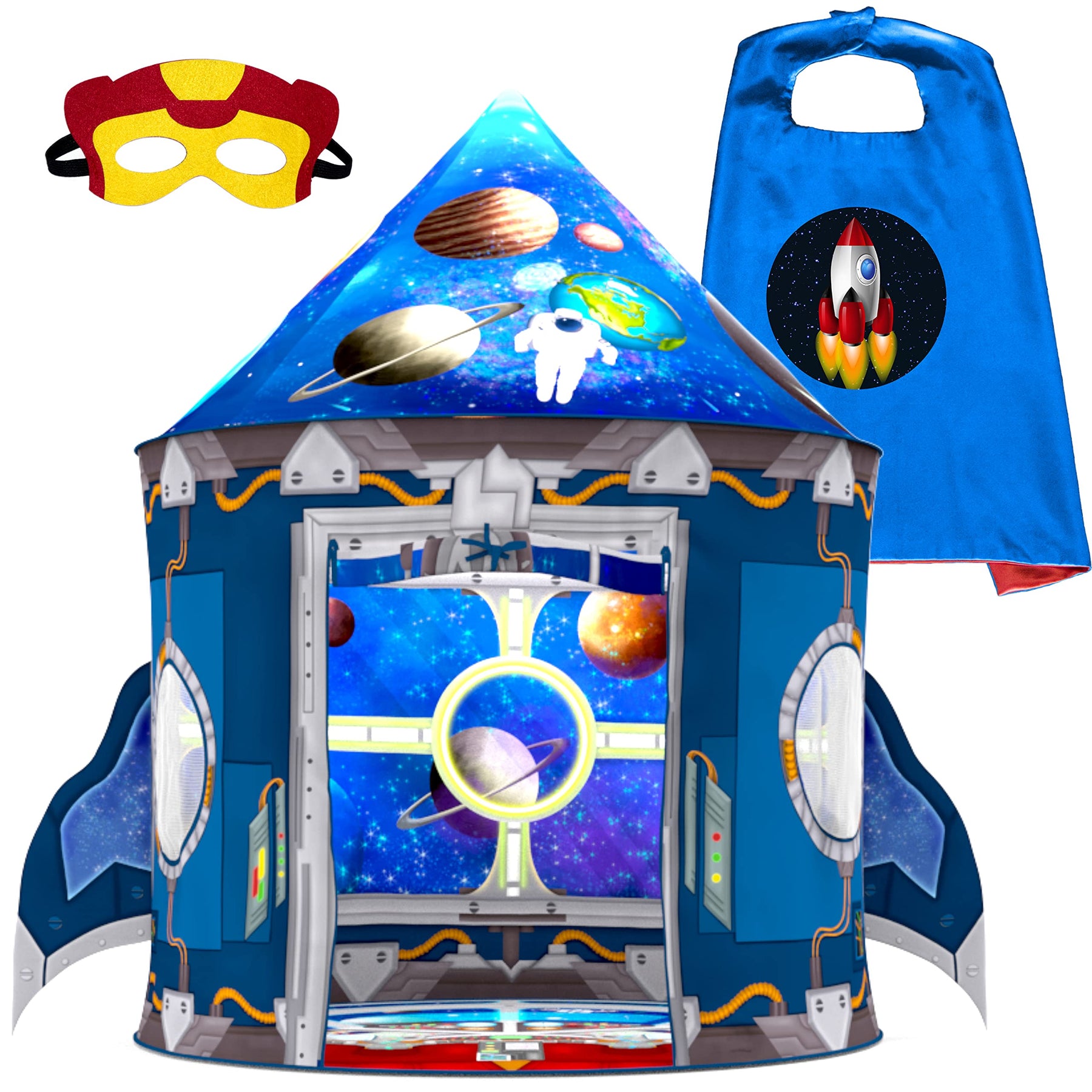 rocket ship tent AWESOME Rocket Ship Play Tent with Cape and Mask – Smart Kids Planet