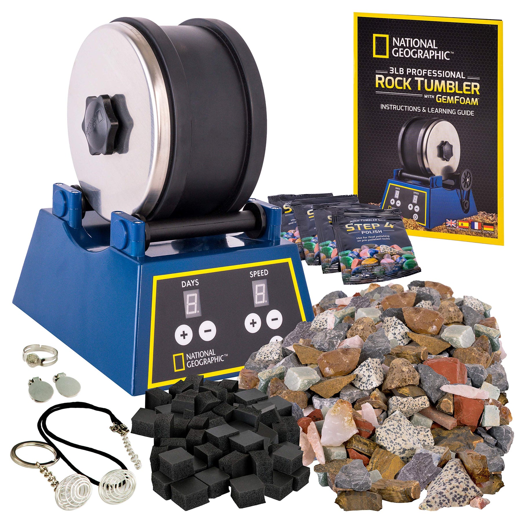 Rock Tumbler Kit – Durable Gem Polisher For Kids, Teens, Adults – Auto Shut-Off, 1 Lb Capacity